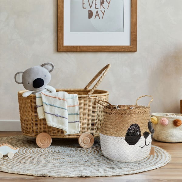 Bijela/u prirodnoj boji dječja kutija za pohranu od morske trave ø 25x24 cm Panda – Compactor-image-1