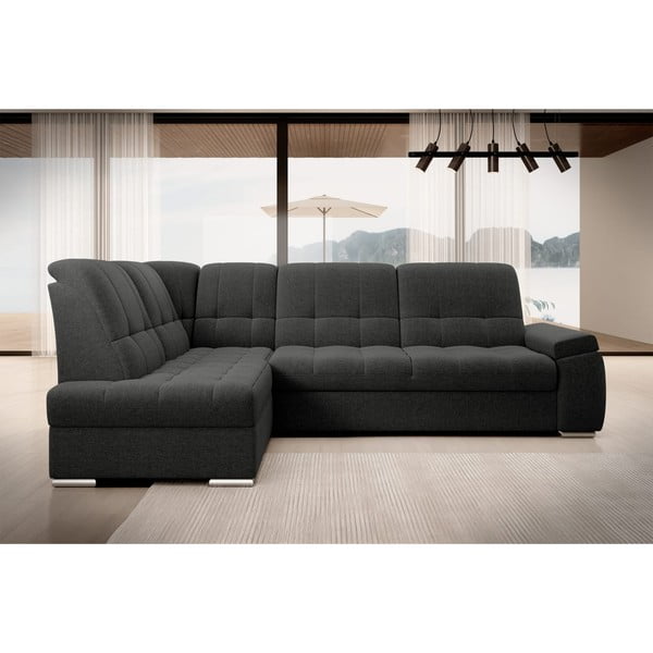 Tamno siva sklopiva/s prostorom za odlaganje kutna garnitura (s lijevim kutom/u obliku slova L) Sado – ELTAP-image-3