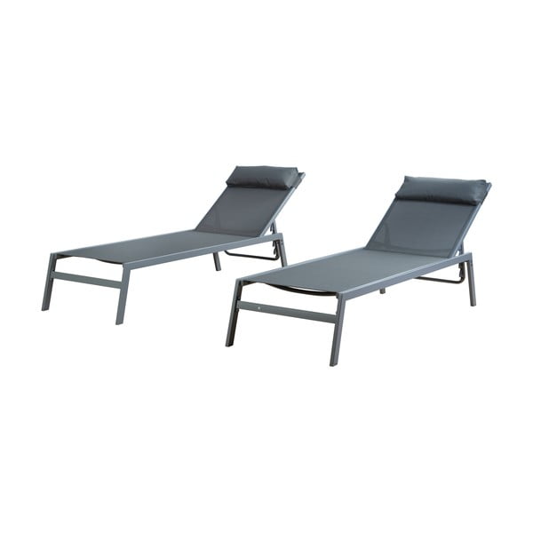 Set od 2 sive metalne vrtne ležaljke Bari - Rojaplast-image-3