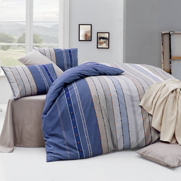 Pamučna ranforce posteljina s bračnim krevetom Nazenin Home Rulling Royal, 200 x 220 cm