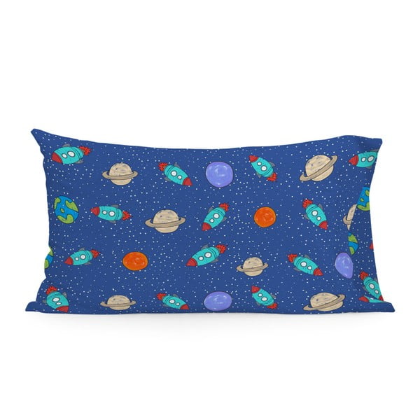 Plava pamučna navlaka za jastuk Svemirska raketa Fox, 50 x 75 cm