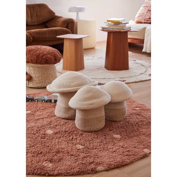 Ciglasti periv/ručno rađen pamučan dječji tepih ø140 cm Round Dot Chestnut – Lorena Canals-image-3