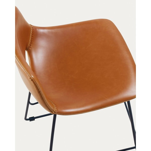 Konjak smeđa barska stolica od umjetne kože (visine sjedala 76 cm) Zahara – Kave Home-image-4