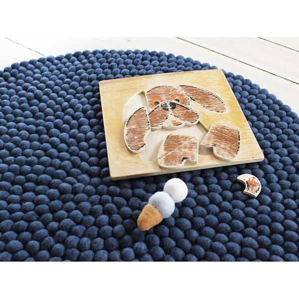 Plavi tepih od vunenih pompona Wooldot Ball Rugs, ⌀ 200 cm-image-2