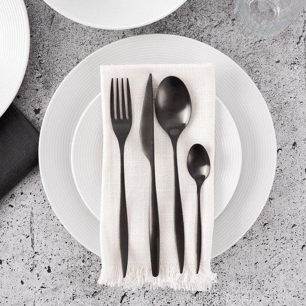 Crni pribor 24 kom od nehrđajućeg čelika – Orion-image-2