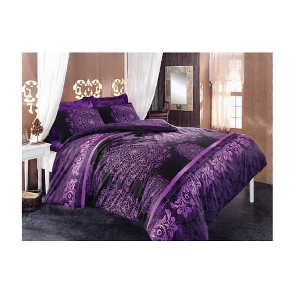 Ljubičasta posteljina za bračni krevet Chantal, 200 x 220 cm