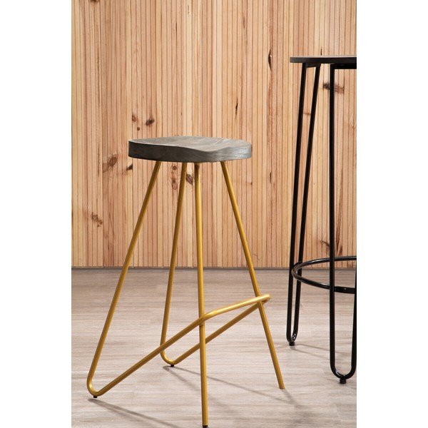 Barska stolica od čvrstog brijesta u zlatnoj boji/u prirodnoj boji (visine sjedala 78 cm) District – Premier Housewares-image-1