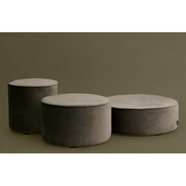 Maslinasto-zeleni baršunasti tabure WOOOD Sara, ⌀ 46 cm-image-3