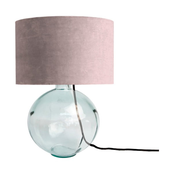 Ružičasta stolna lampa od ručno puhanog stakla sa baršunastim sjenilom Velvet Atelier