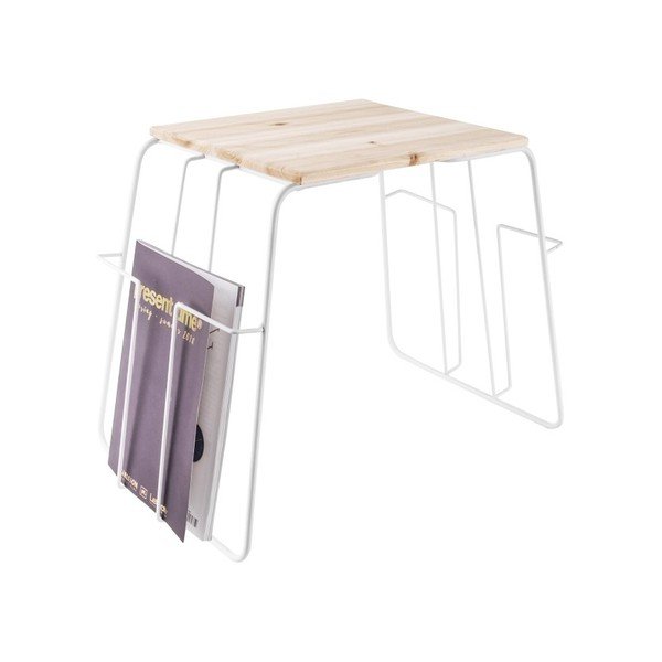 Bijeli pomoćni stolić s mogućnošću spremanja časopisa Leitmotiv Wired-image-3