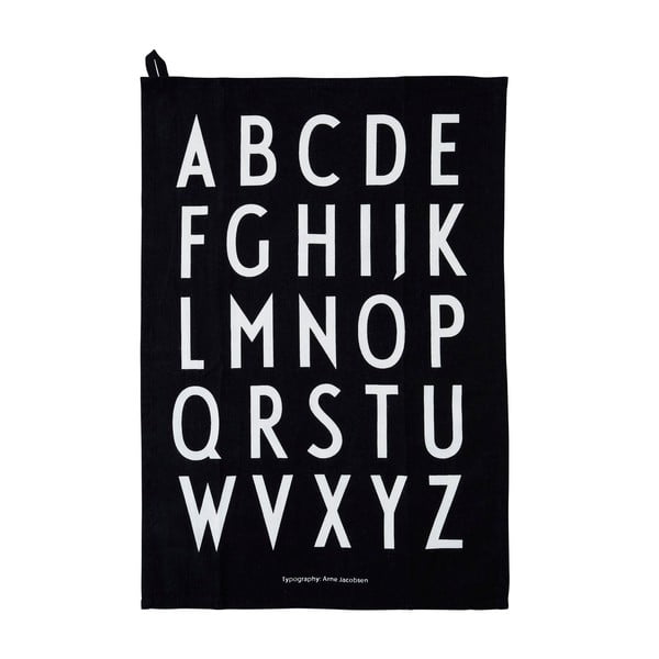 Crna pamučna kuhinjska krpa u setu od 2 kom Design Letters Alphabet, 40 x 60 cm
