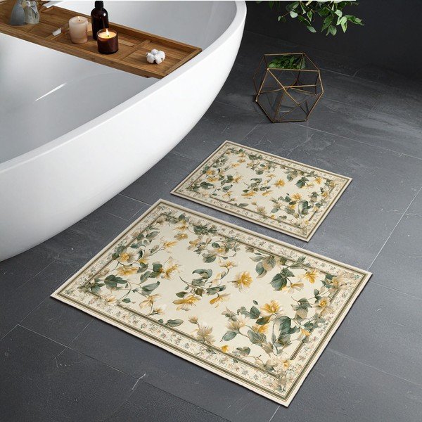 Bež kupaonske prostirke u setu 2 kom 60x100 cm – Foutastic-image-1