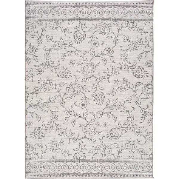 Sivi vanjski tepih Universal tkati cvjetni cvjetni, 155 x 230 cm
