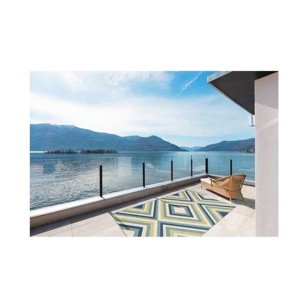 Plavo-zeleni vanjski tepih Floorita Rombo, 133 x 190 cm-image-2