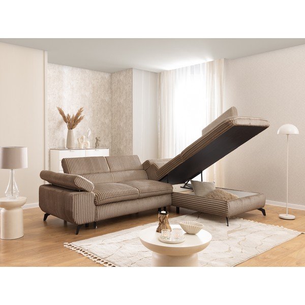 Smeđa kutna garnitura od samta (s desnim kutom/u obliku slova L) Marbeya  – Ropez-image-4