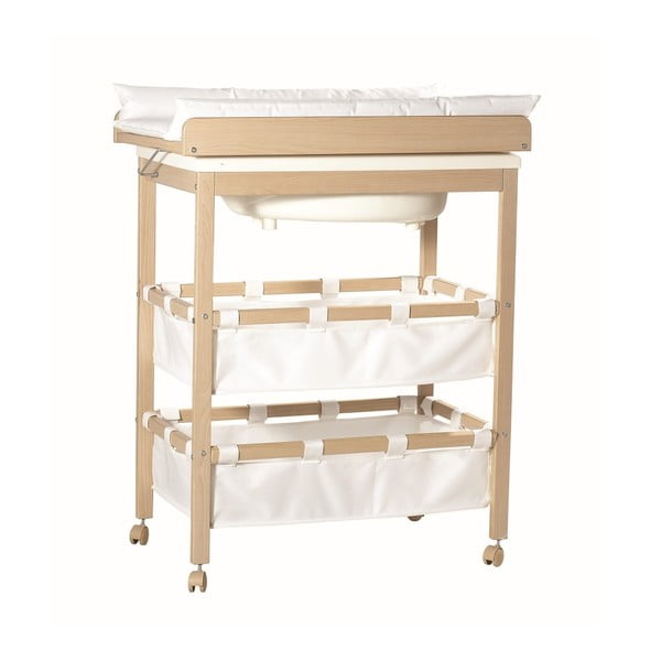 Bijeli/u prirodnoj boji stol za presvlačenje u dekoru breze Baby Pool – Roba