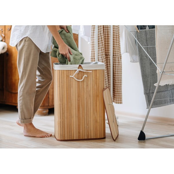 Bambusova košara za rublje u prirodnoj boji 78 l Bamboo – Compactor-image-1