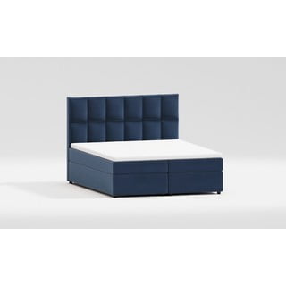 Tamno plavi boxspring krevet s prostorom za odlaganje 140x200 cm Flip – Ropez
