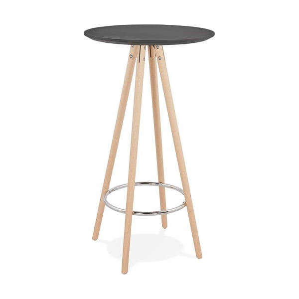 Crni bar stol s prirodnim nogama DEBOO, visina 110 cm
