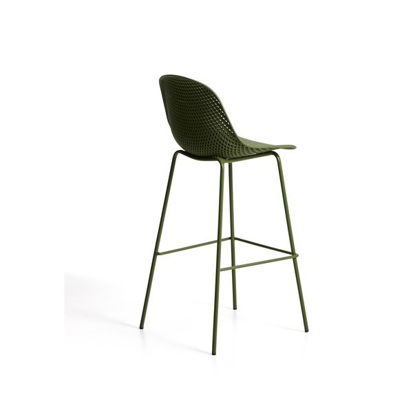 Zelena metalna/plastična vrtna barska stolica Quinby – Kave Home-image-4