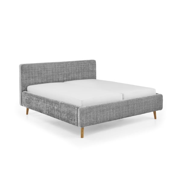 Svijetlo sivi tapecirani bračni krevet s podnicom 180x200 cm Primavera – Meise Möbel