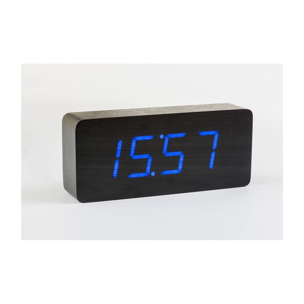 Crna budilica s plavim LED zaslonom Gingko Slab Click Clock-image-4