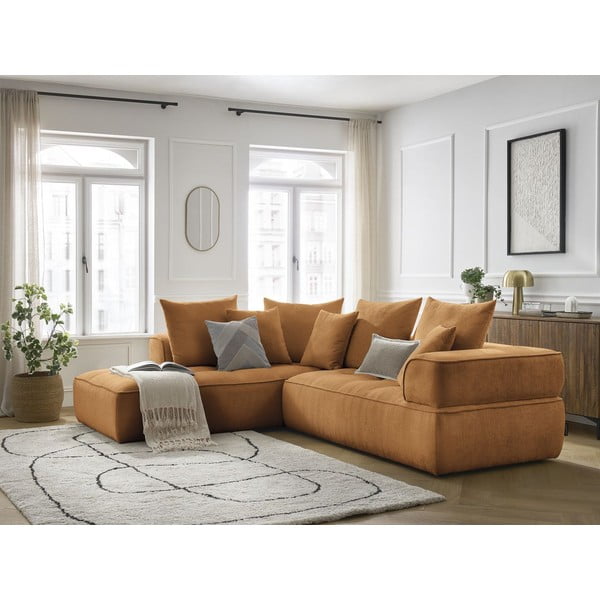 Senf žuta kutna garnitura od šenila (s lijevim kutom/u obliku slova L) Whesley – Bobochic Paris-image-4