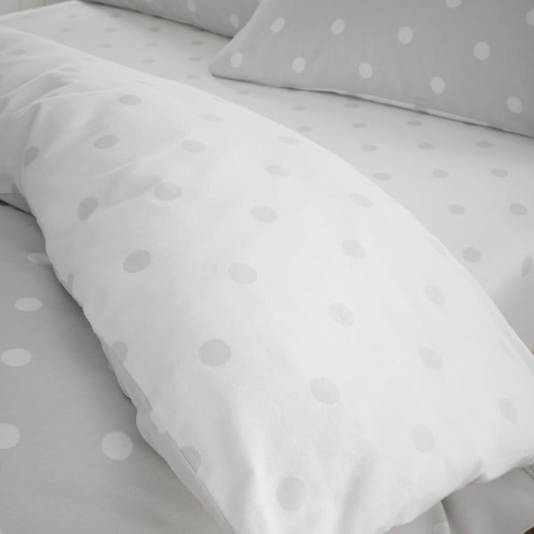 Bijela/siva flanelska plahta s gumom 90x190 cm Polka Dot – Catherine Lansfield-image-2