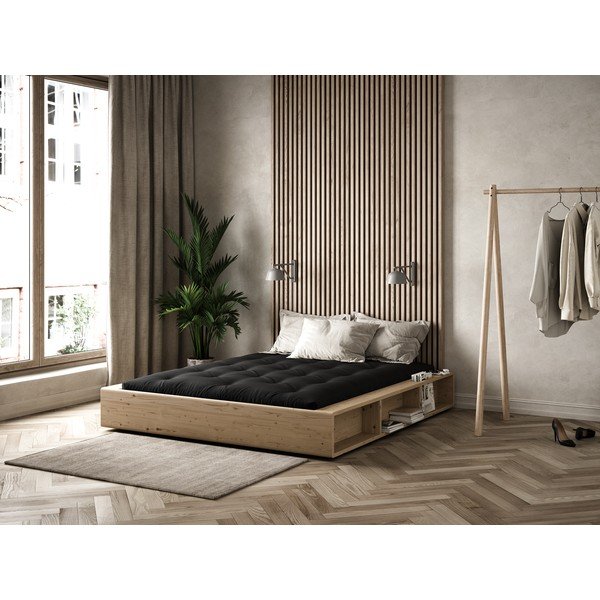 Bračni krevet od punog drveta s prostorom za odlaganje i crnim futonom Double Latex Mat Karup Design Ziggy, 140 x 200 cm-image-4