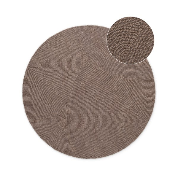 Ručno rađen vunen okrugli tepih smeđe-sivi ø 200 cm Eleni Taupe – Hanse Home