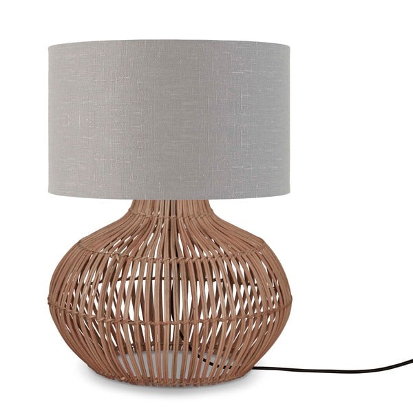 Svijetlo siva/u prirodnoj boji stolna lampa s tekstilnim sjenilom (visina 48 cm) Kalahari – Good&Mojo