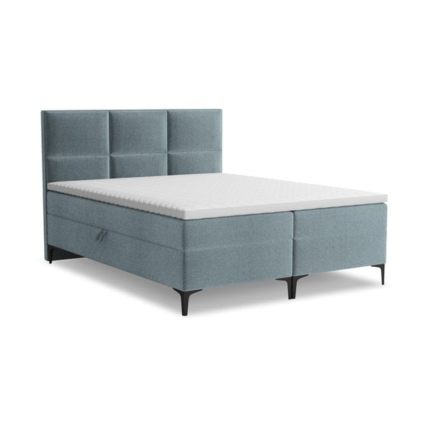 Svijetlo plavi boxspring krevet s prostorom za odlaganje 180x200 cm Pakalana – Makamii