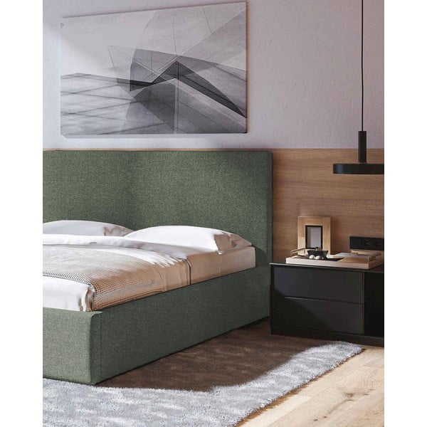 Zeleni tapecirani bračni krevet s prostorom za pohranu s podnicom 180x200 cm Bufo – MESONICA-image-4