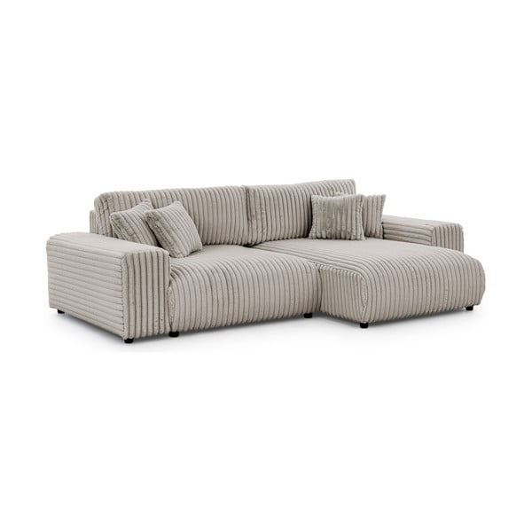 Svijetlo siva sklopiva/s prostorom za odlaganje kutna garnitura od samta (s desnim kutom) Sarina – Ropez