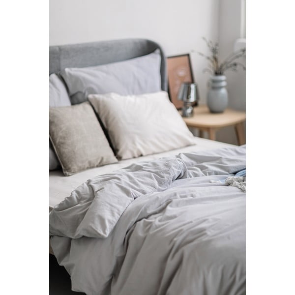 Svijetlo siva posteljina za bračni krevet od stonewashed pamuka Bonami Selection, 200 x 200 cm-image-3