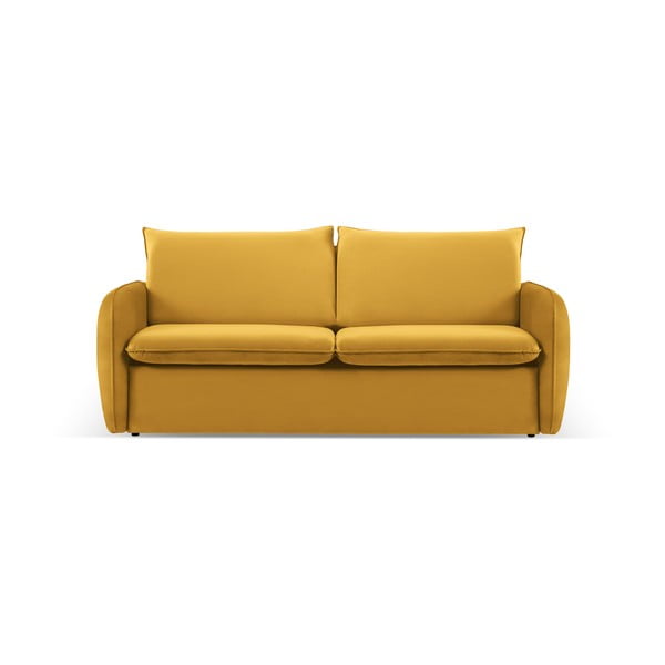 Senf žuta baršunasta sklopiva sofa 214 cm Vienna – Cosmopolitan Design