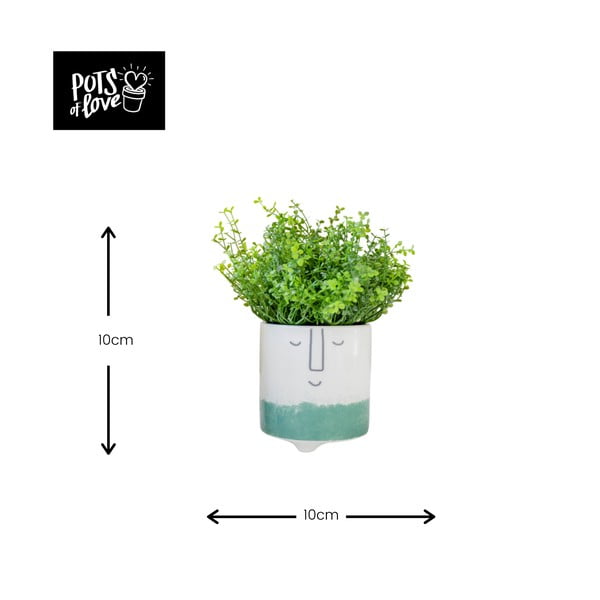 Bijelo-zelena keramička tegla za cvijeće Kitchen Craft Happy Face-image-2