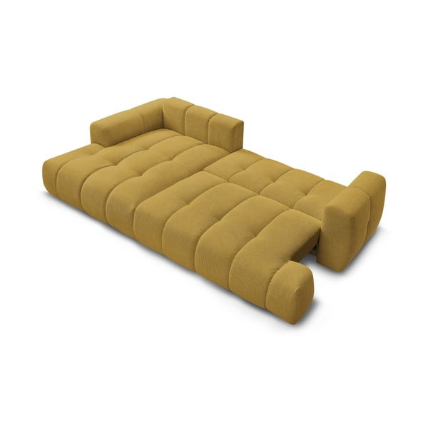 Senf žuta sklopiva/s prostorom za odlaganje kutna garnitura (s lijevim kutom/s ležaljkom) Fuji – Bobochic Paris-image-4