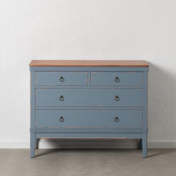 Plava niska komoda od masivne jele 115x90 cm Shabby – Ixia-image-3