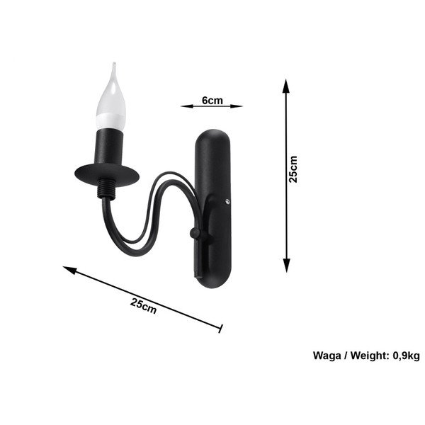 Crna metalna zidna lampa Fiorano – Sollux-image-3