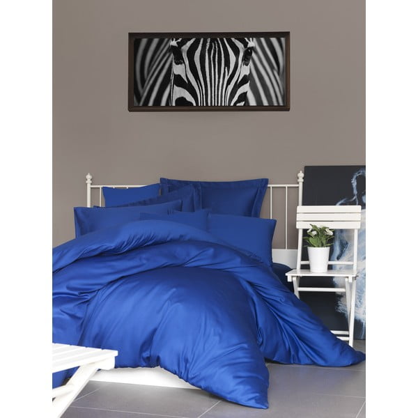 Tamno plava posteljina za krevet za jednu osobu od pamučnog satena 140x200 cm – Mijolnir