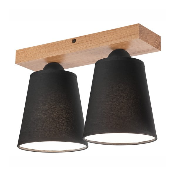Crna stropna svjetiljka s tekstilnim sjenilom ø 15 cm Lula – LAMKUR