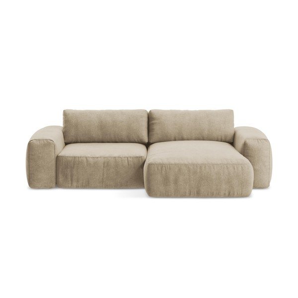 Svjetlo smeđa sklopiva kutna garnitura od šenila (s desnim kutom/s ležaljkom) Kuki – Makamii