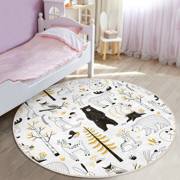 Žuti /bijeli dječji tepih ø 100 cm Comfort – Mila Home-image-2