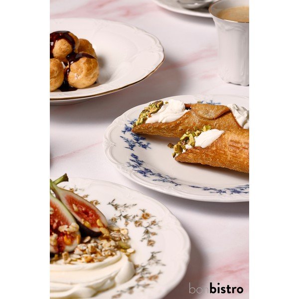 Bijeli/plavi desertni porculanski tanjur ø 16 cm Retro – BonBistro-image-3