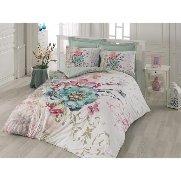 Pamučna posteljina s posteljinom za bračni krevet Norma, 200 x 220 cm
