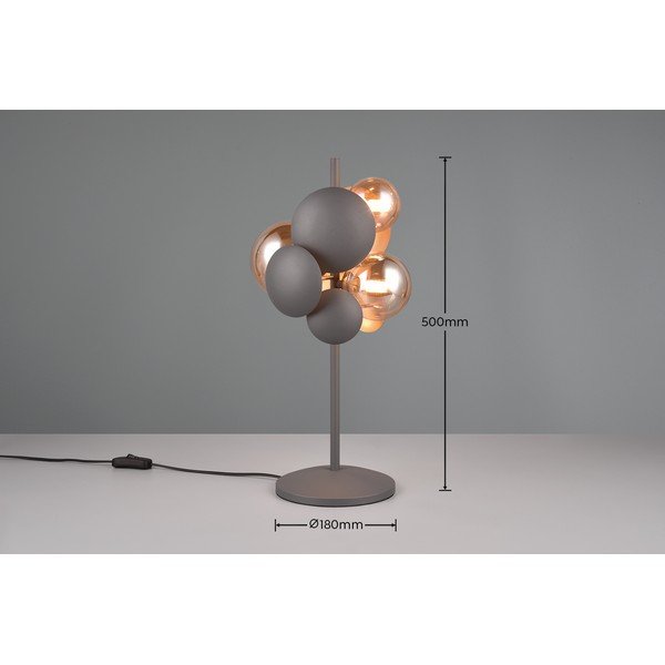 Siva/u zlatnoj boji stolna lampa sa staklenim sjenilom (visina 50 cm) Bubble – Trio Select-image-3