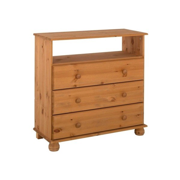 Smeđa komoda od punog borovog drveta s 3 ladice Støraa Ella-image-1