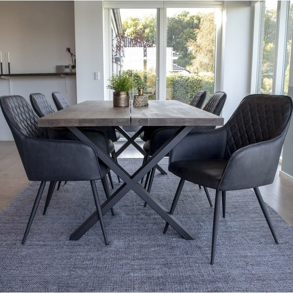 Tamno sive podstavljene blagovaonske stolice u setu s naslonima za ruke 2 kom Harbo – House Nordic-image-1