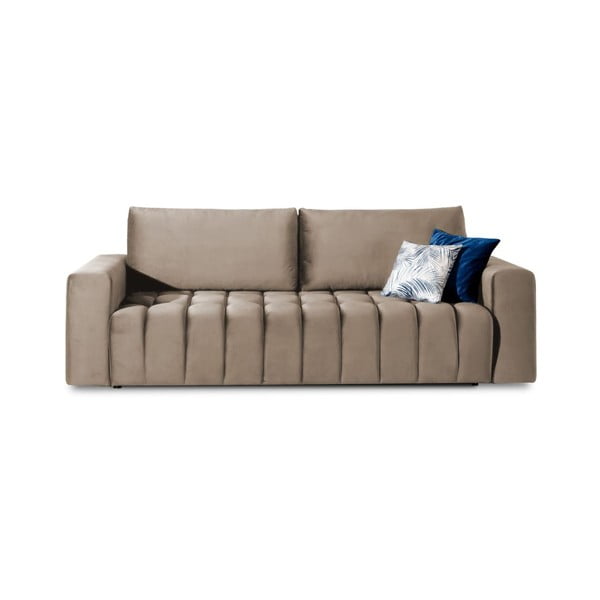 Svjetlo smeđa baršunasti sklopiva/s prostorom za odlaganje sofa 247 cm Lazaro – ELTAP